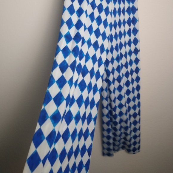 India Boutique Argyle Raw Edge Hem Fold Down Band OS BOHO Flare Leg Pant - Picture 3 of 13